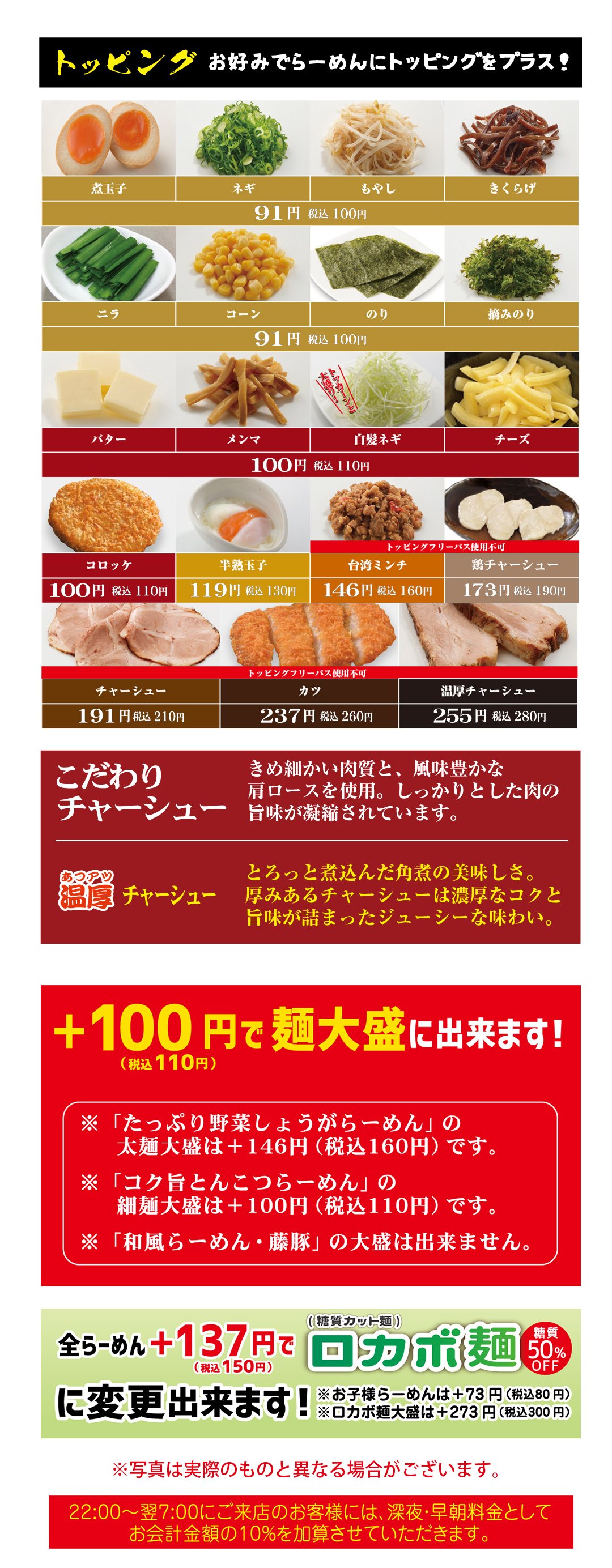 藤一番のトッピング